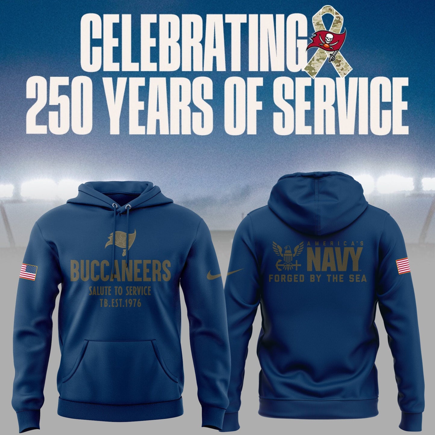Limited Edition Buccaneers Celebrating 250 Years Of Service Hoodie