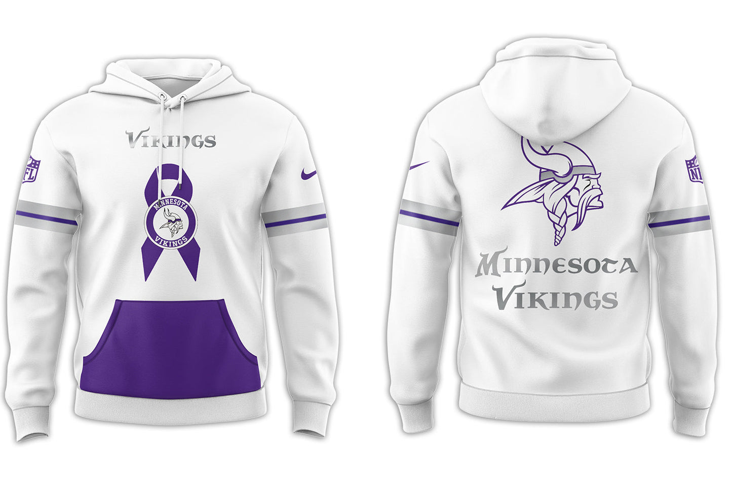 Minnesota Vikings Limited Intercept Cancer 2024 White Hoodie-PU101524370