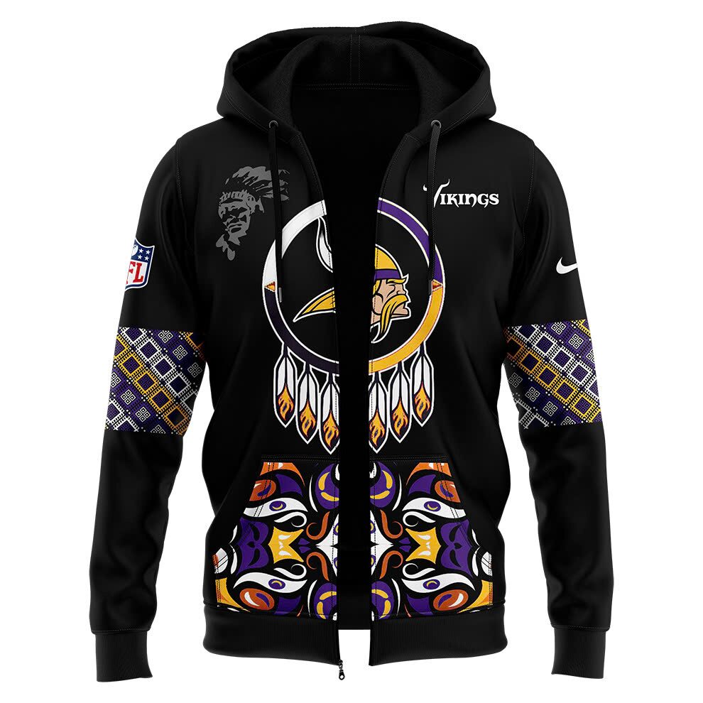 Vikings 2024 Native American Heritage Month Premium Limited Zip Hoodie-PU1117241011