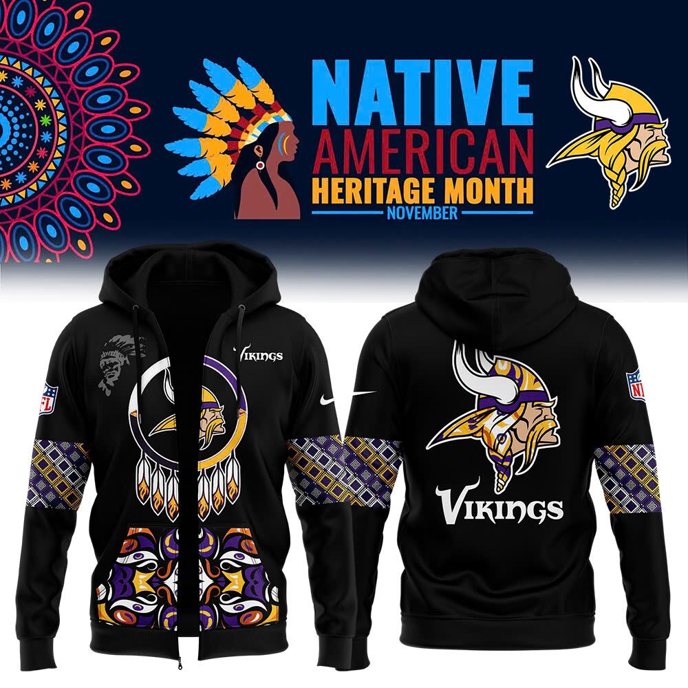 Vikings 2024 Native American Heritage Month Premium Limited Zip Hoodie-PU1117241011