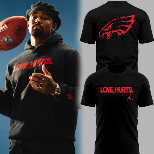 Limited Edition Eagles Football Love, Hurts Black TShirt