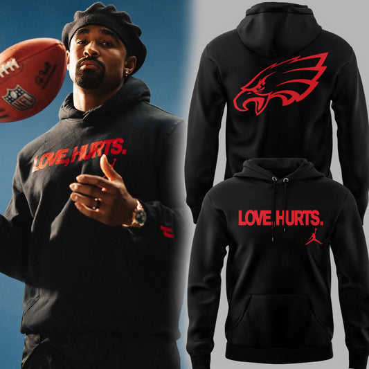 Limited Edition Eagles Football Love, Hurts Black Hoodie