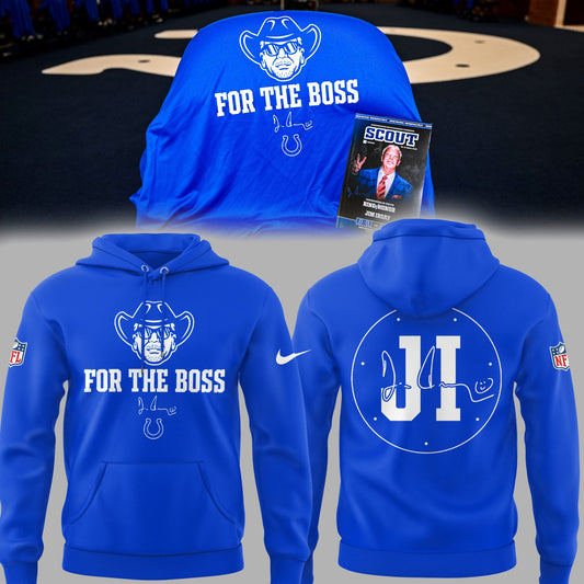 Limited Edition Colts FB In honor of Jim “For The Boss” Blue Hoodie