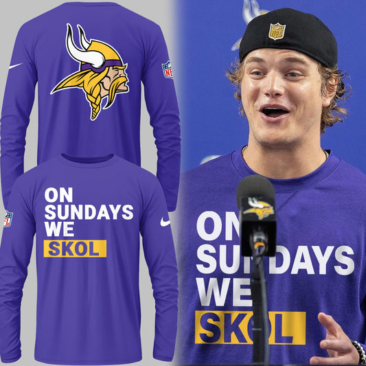 Limited Edition Vikings FB “On Sundays We SKOL” Purple Long Sweatshirt