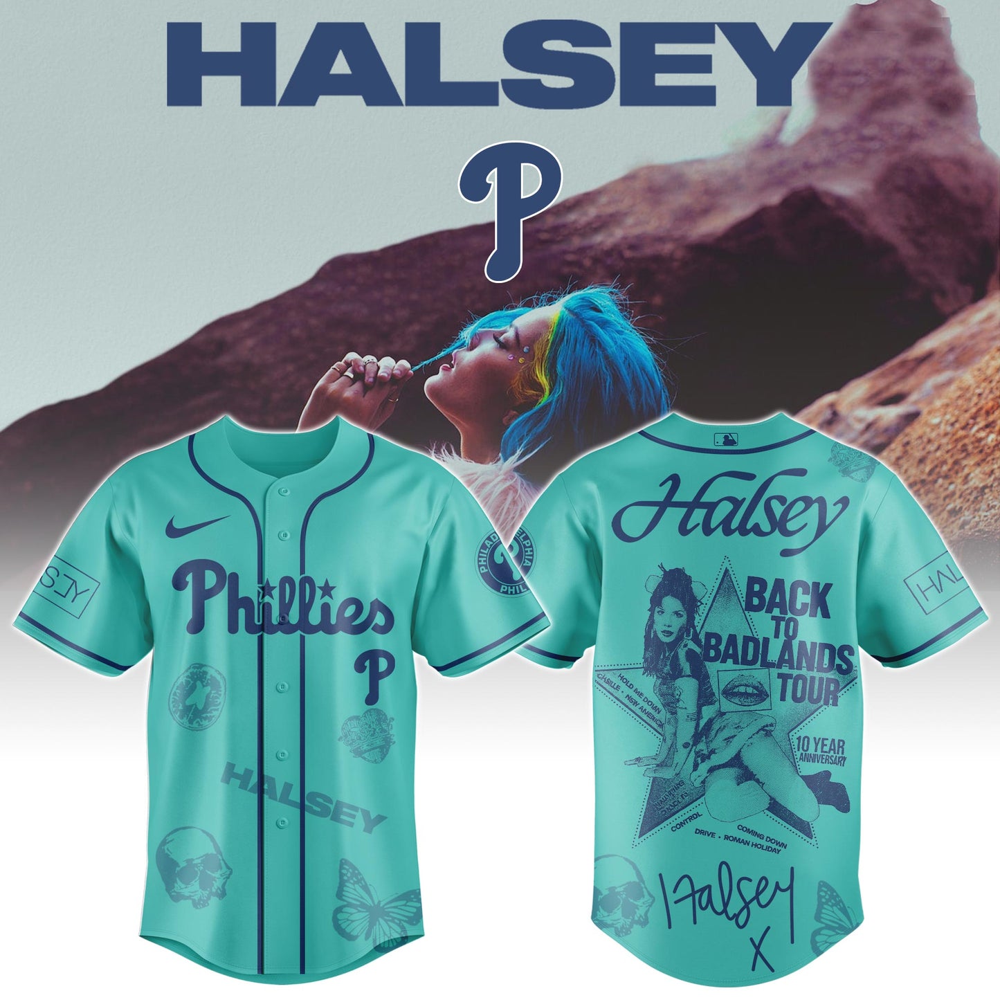 P Phillies x Halsey “Back to Badlands Tour” Jersey Editions Limited +Selling Out Fast
