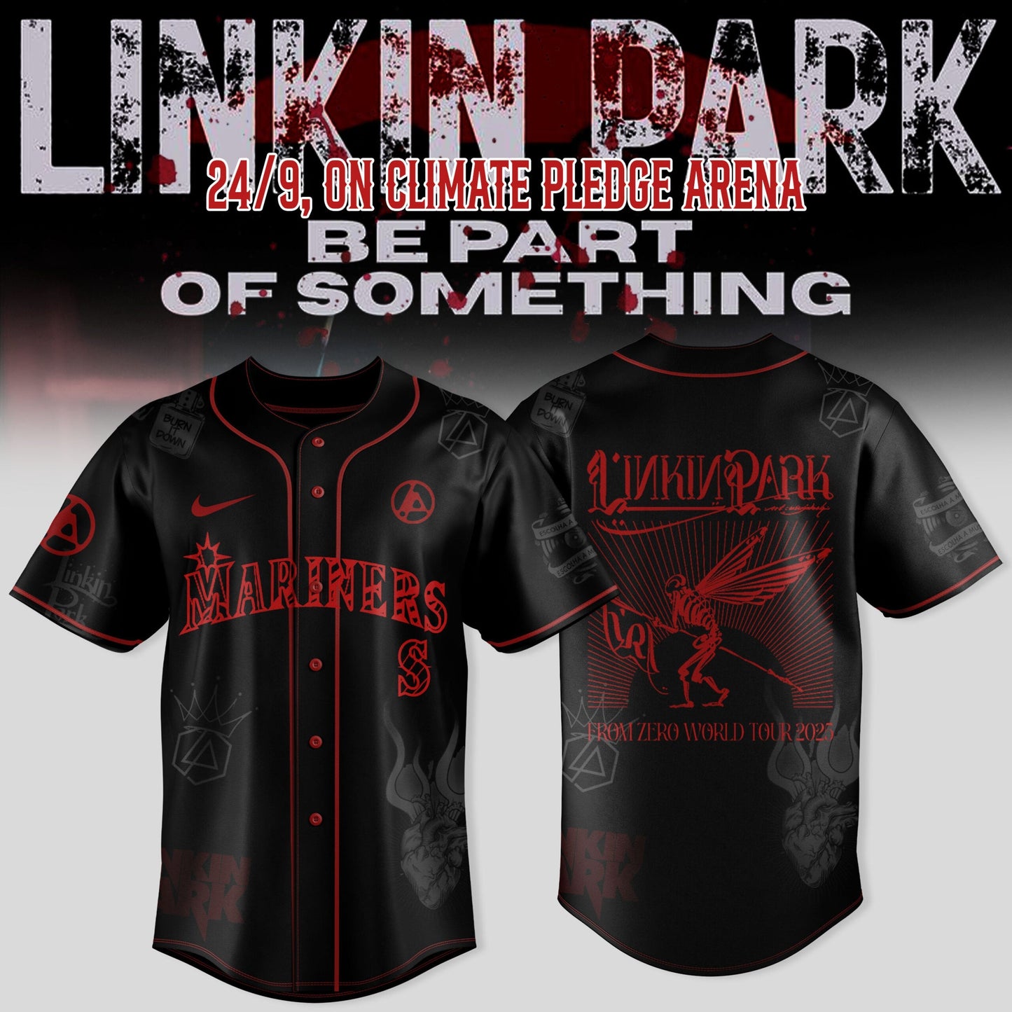 Seattle Mariners x LINKIN PARK: From Zero World Tour 2025 Jersey