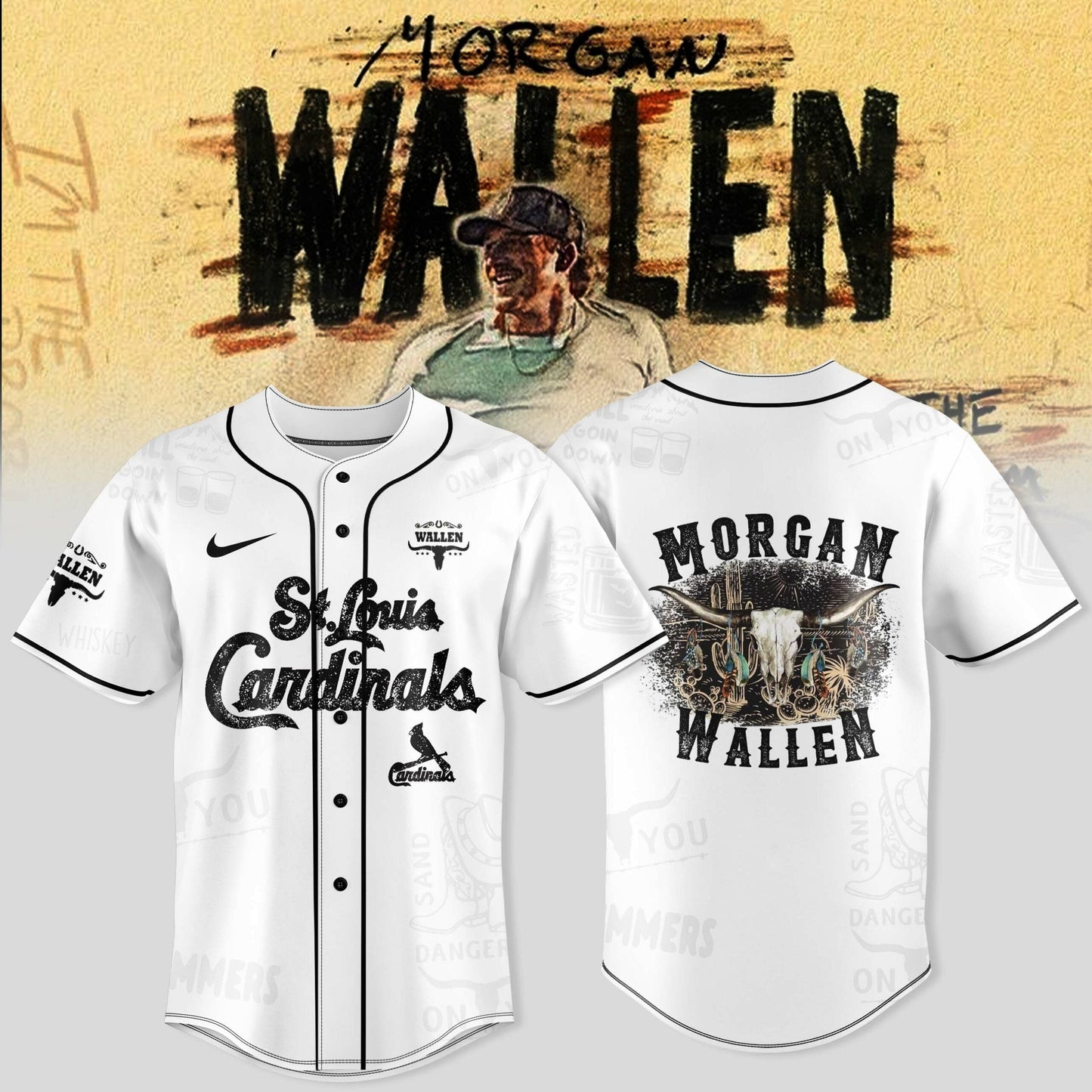 St. Louis Cardinals x Wallen Morgan tour Merch 2025 Jersey