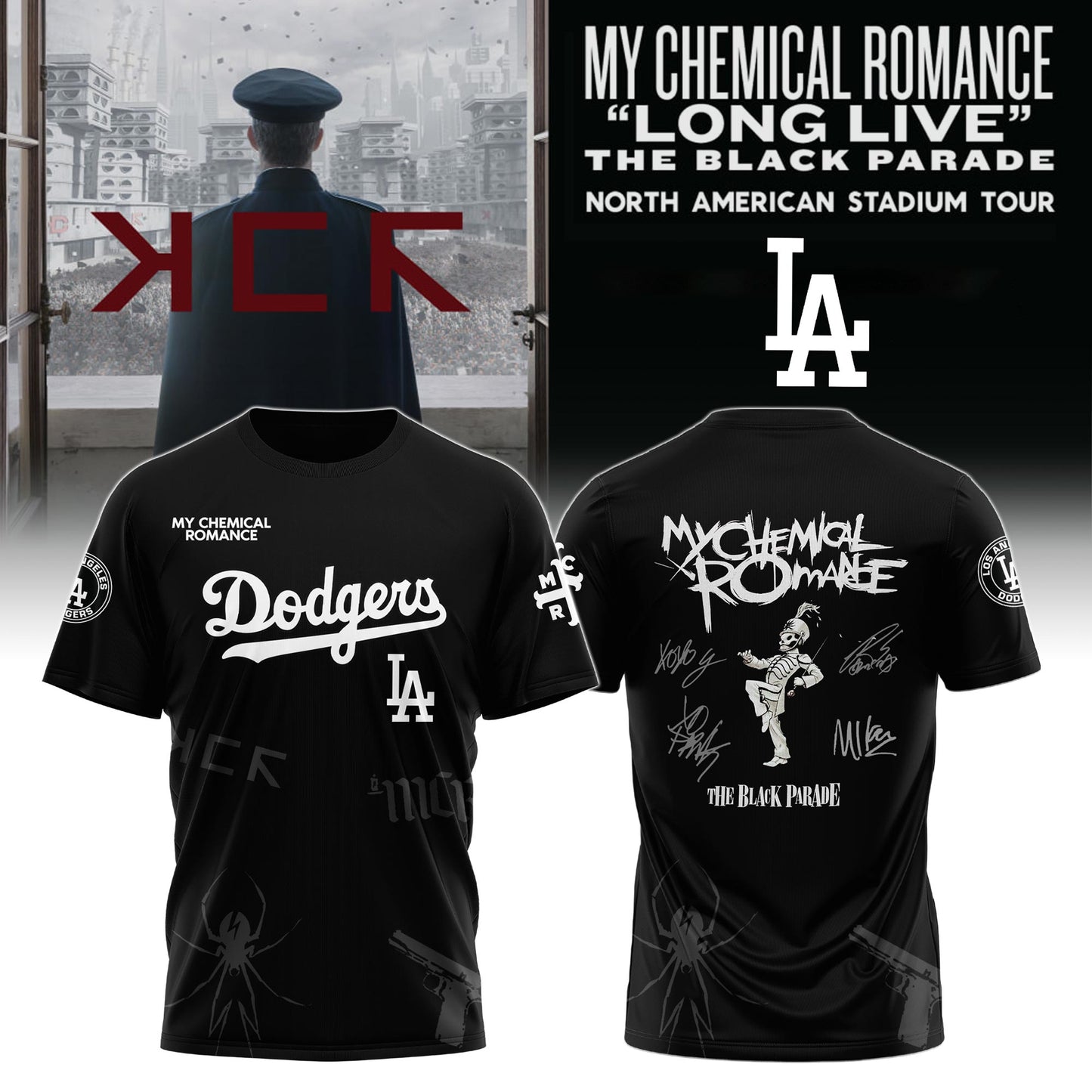 Los Angeles Dodgers x My Chemical Romance “Long Live The Black Parade” North American Stadium Tour Unisex Tshirt