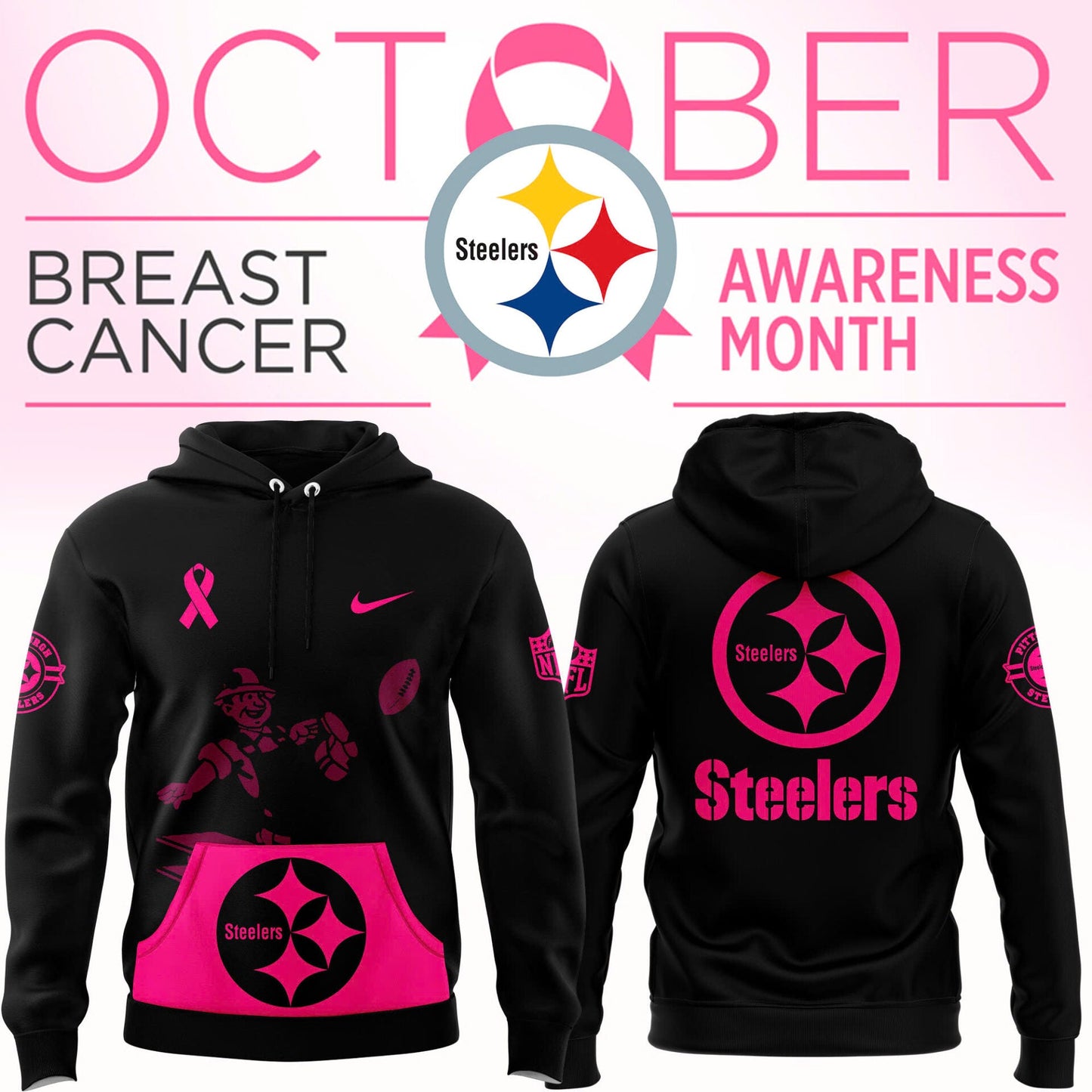 Pittsburgh Steelers Breast Cancer Hoodie-TS2810242012