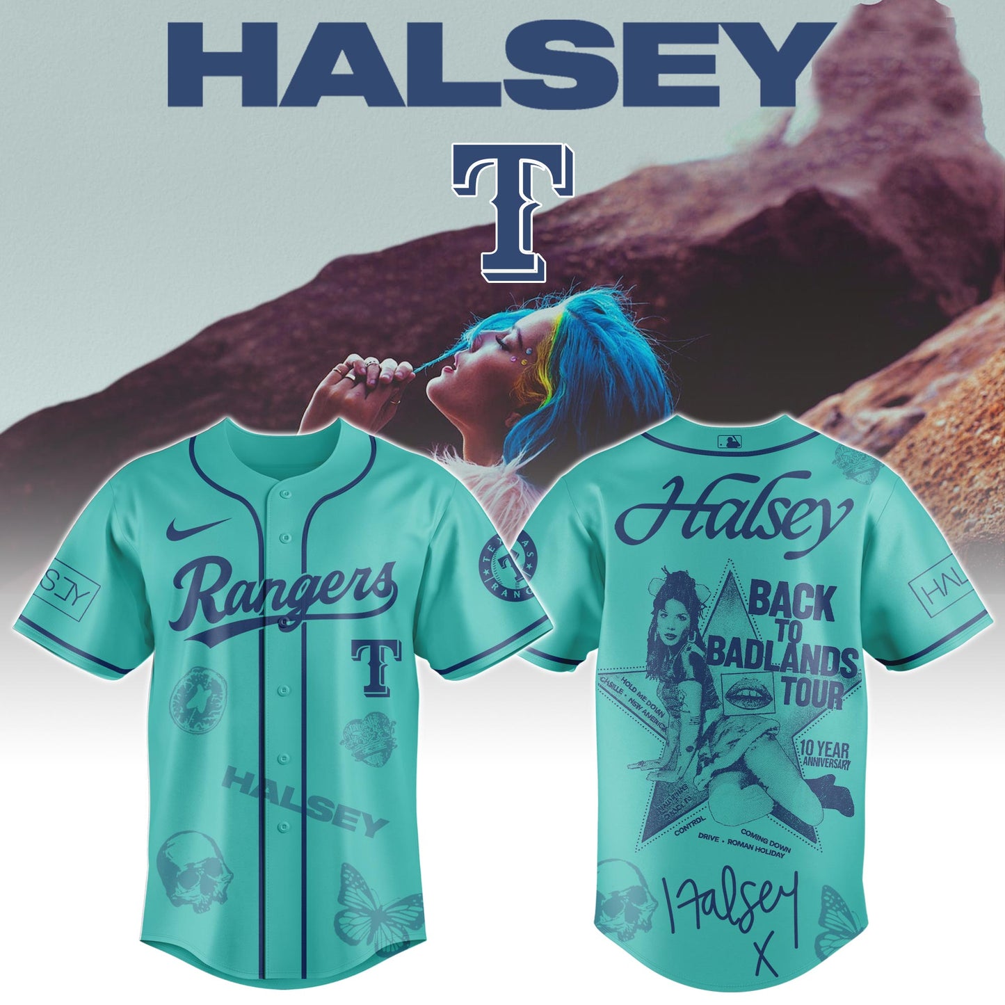 T Rangers Halsey “Back to Badlands Tour” Jersey Editions Limited +Selling Out Fast