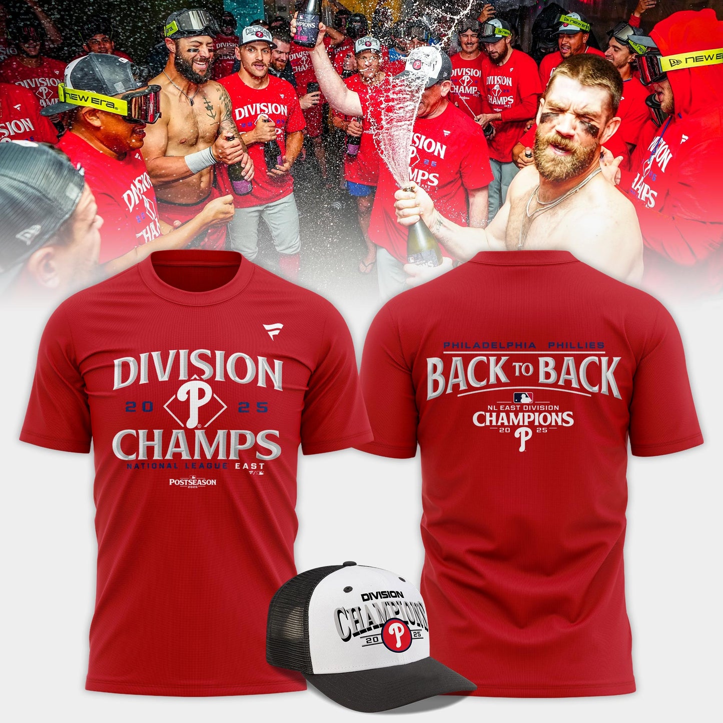 Philadelphia Phillies BACK-TO-BACK NL EAST CHAMPIONS T-Shirt