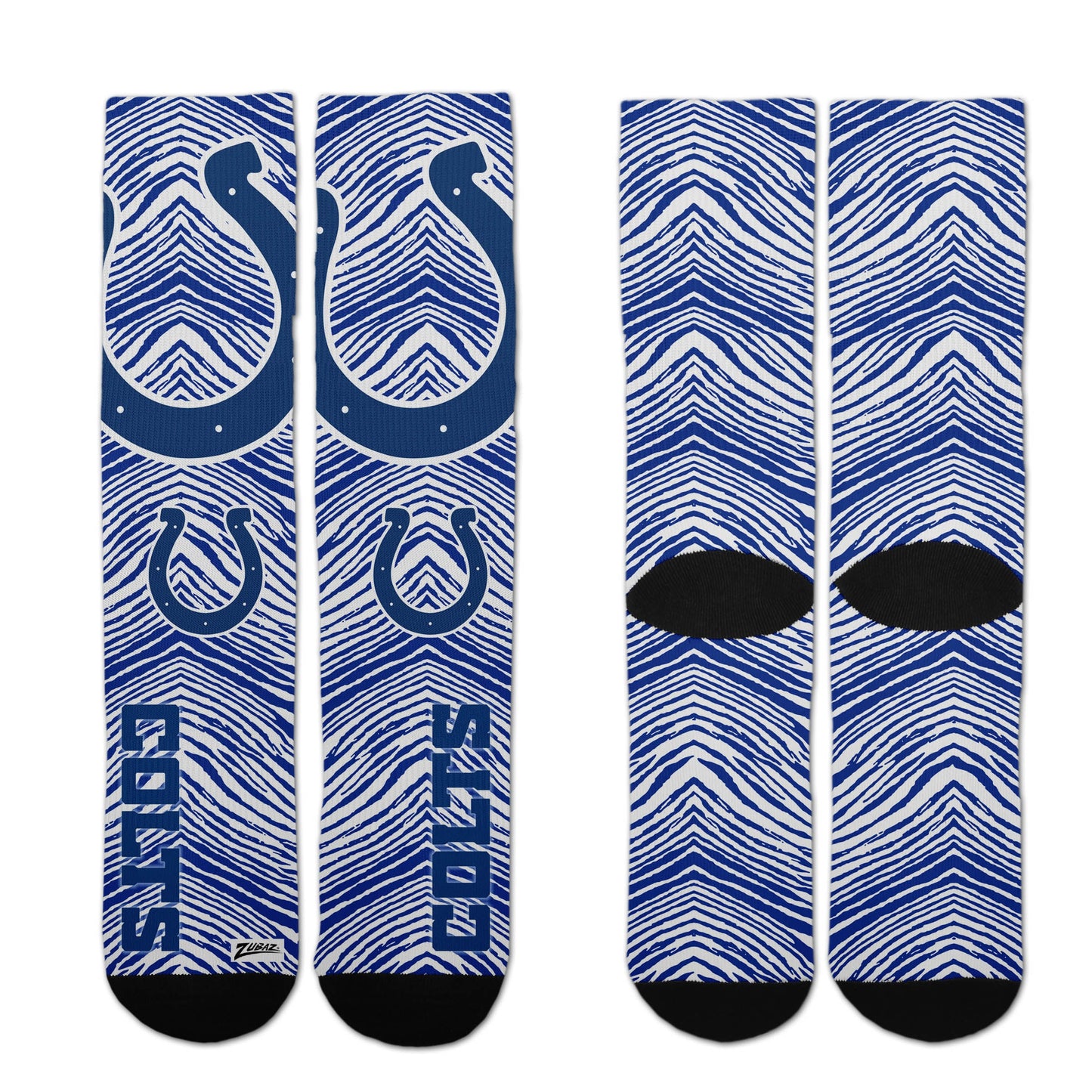 Zubaz By For Bare Feet NFL Zubified Adult and Youth Dress Socks, Indianapolis Colts, Large