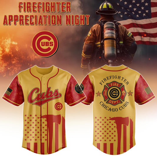 Chicago Cubs Firefighter Special Edition-3D Baseball Jersey