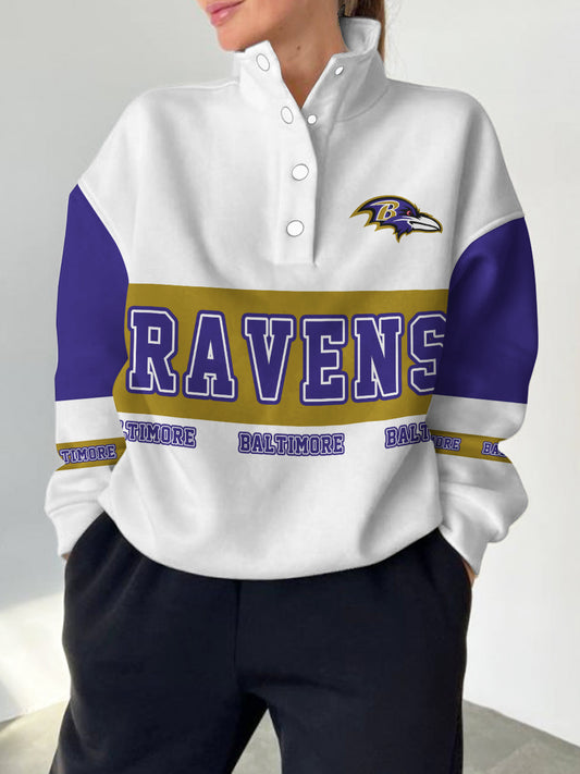 Baltimore Ravens  2025 New Design Casual Snap  Mockneck Pullover