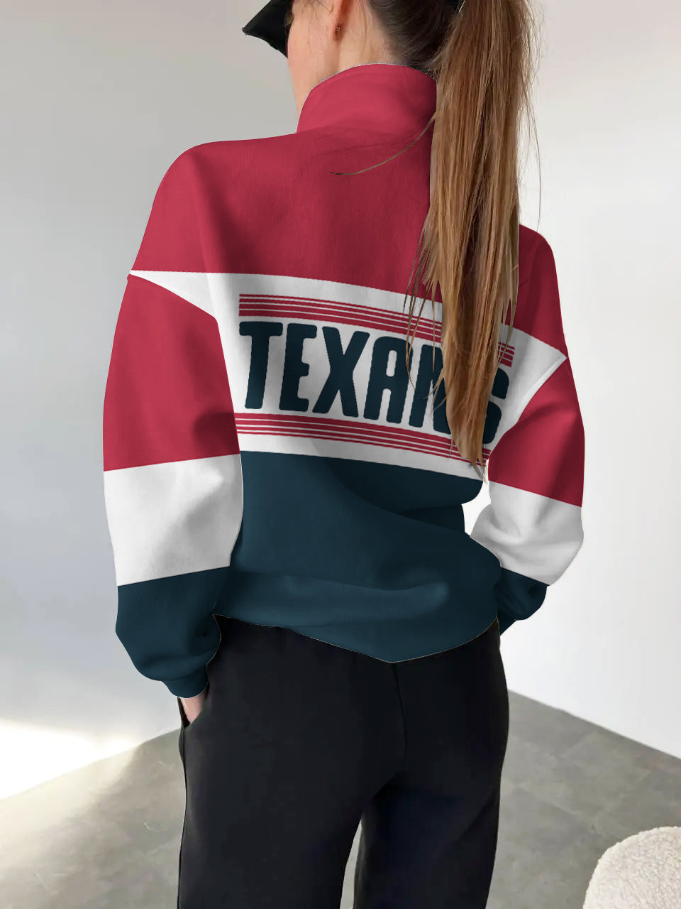 Houston Texans 2025 New Design Casual Snap  Mockneck Pullover