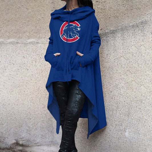 Fashionable Print Irregular Long Sleeve Sweatshirt