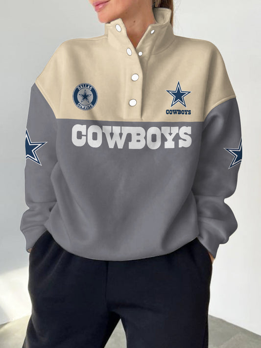 Dallas Cowboys  2025 New Design Casual Snap  Mockneck Pullover