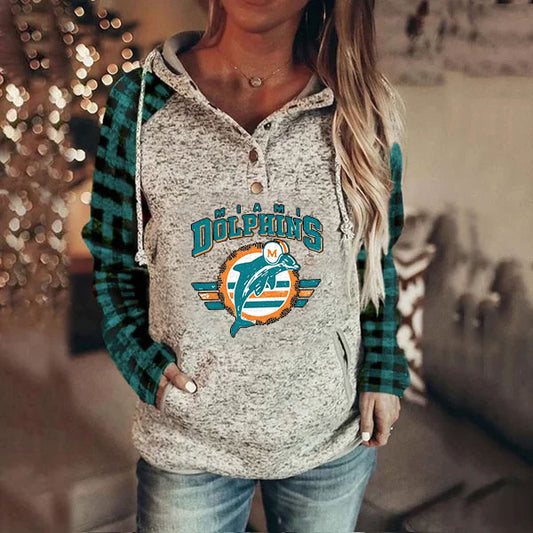 casual loose stitched print Hoodie