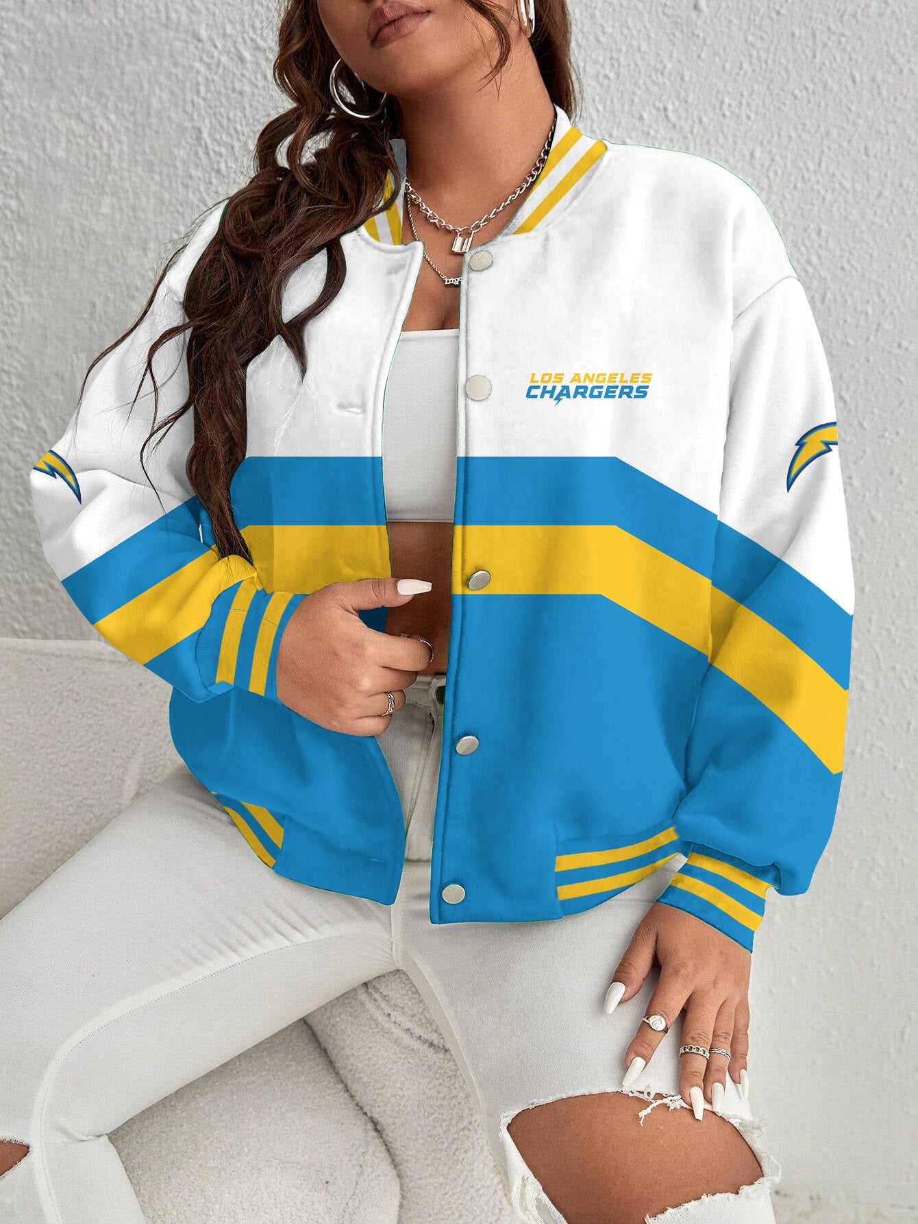 Los Angeles Chargers Women's Long Pass Full- Snap Casual Jacket