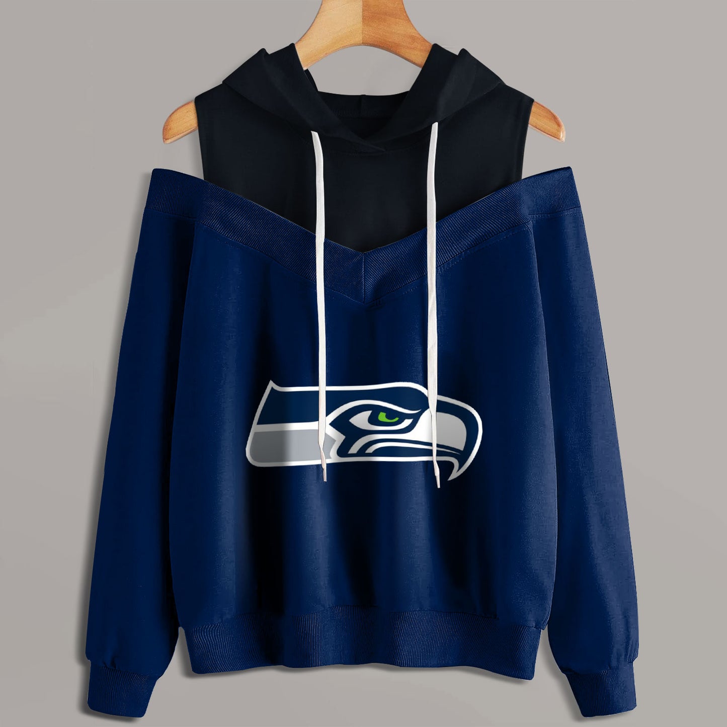 2 In 1 Colorblock Cold Shoulder Hoodie