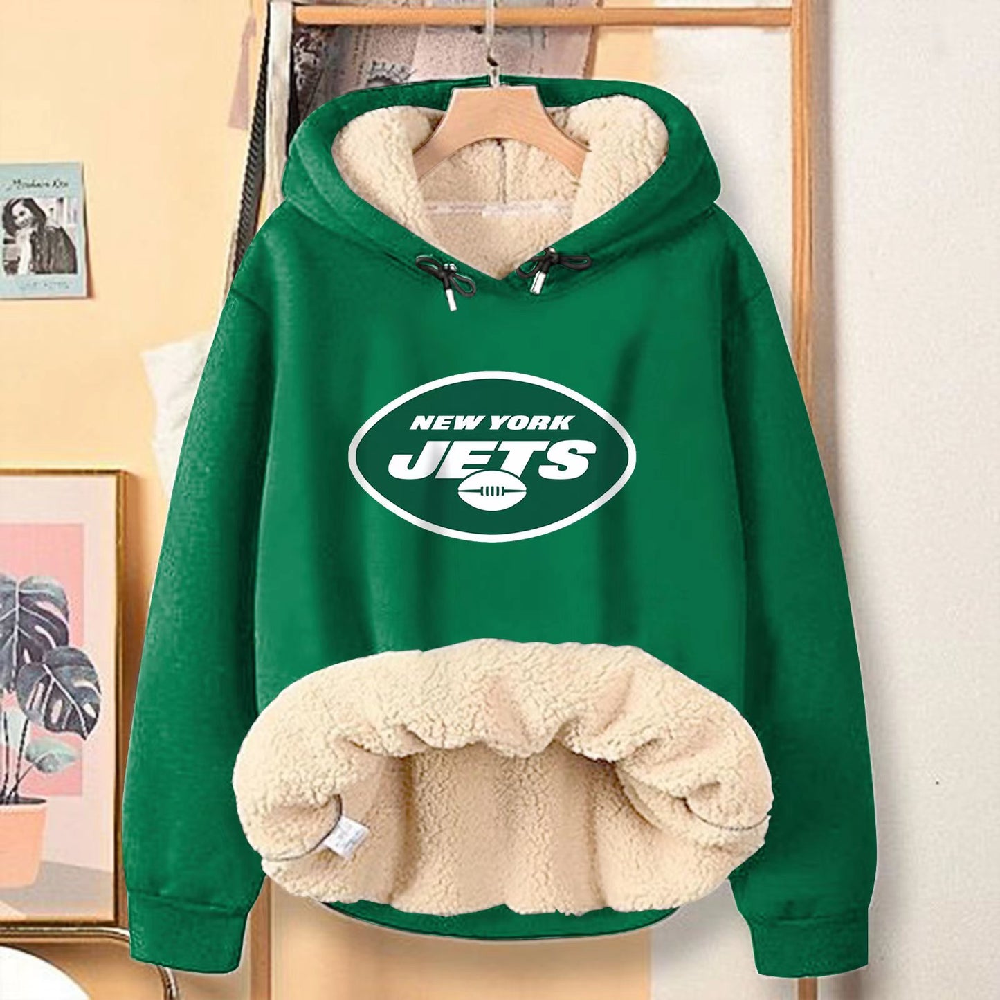 Casual Print Teddy Sherpa Fleece Hoodie