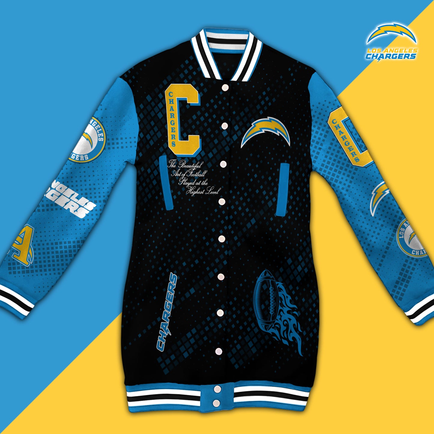 Los Angeles Chargers Limited Edition Button Down Long Sleeve Jacket Dress