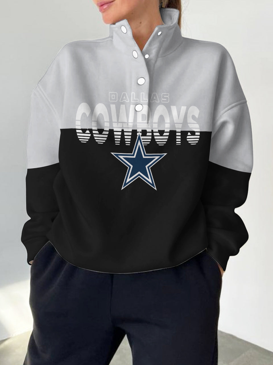 Dallas Cowboys 2025 New Design Casual Snap  Mockneck Pullover
