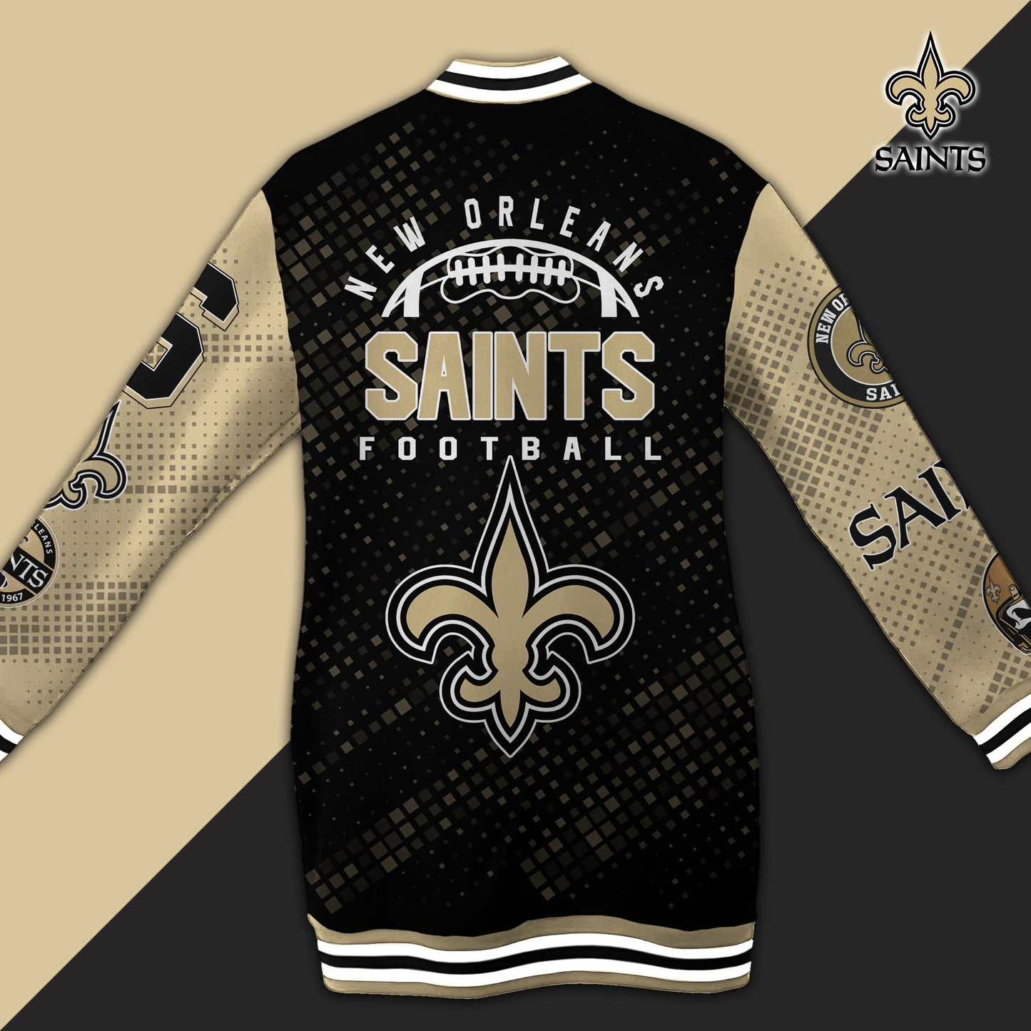 New Orleans Saints Limited Edition Button Down Long Sleeve Jacket Dress