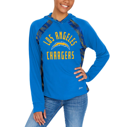 Zubaz NFL Women's Los Angeles Chargers Elevated Lightweight Hoodie Tonal Viper Print