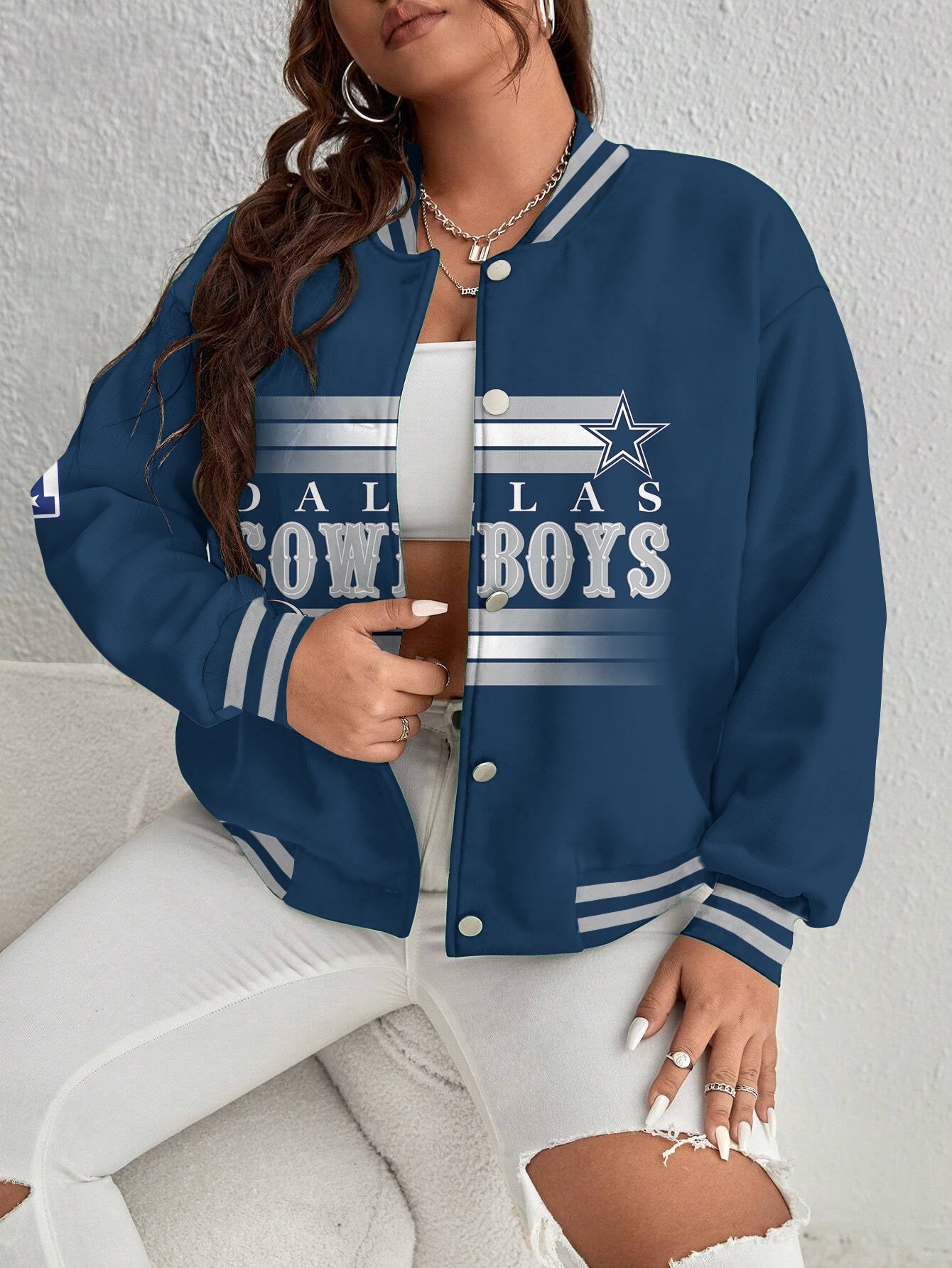 Dallas Cowboys Women's Long Pass Full- Snap Casual Jacket