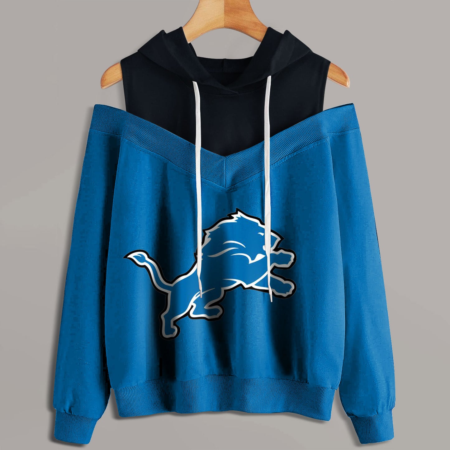 2 In 1 Colorblock Cold Shoulder Hoodie