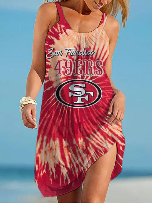 San Francisco 49ers Round neck sleeveless printed dress