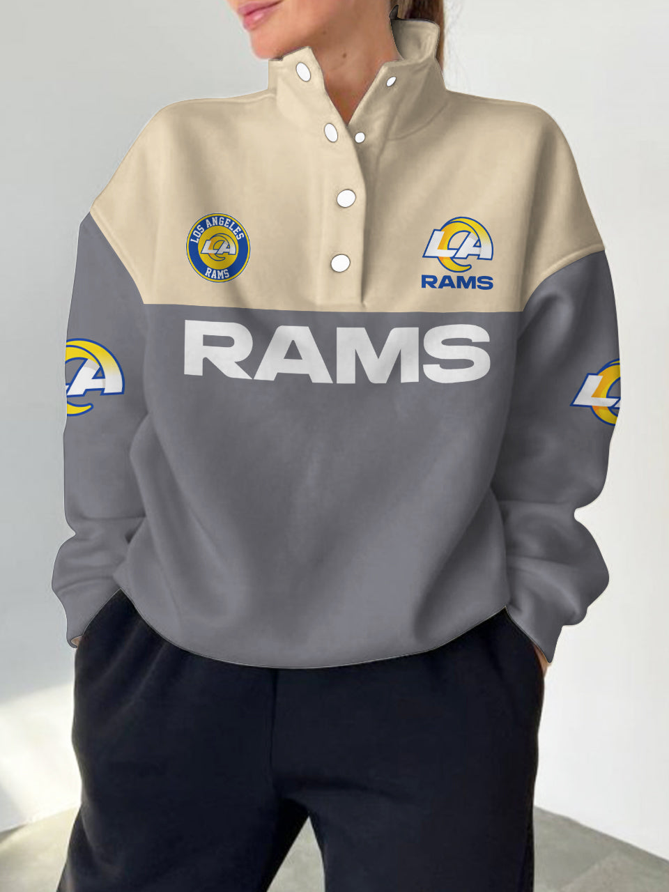 Los Angeles Rams 2025 New Design Casual Snap  Mockneck Pullover