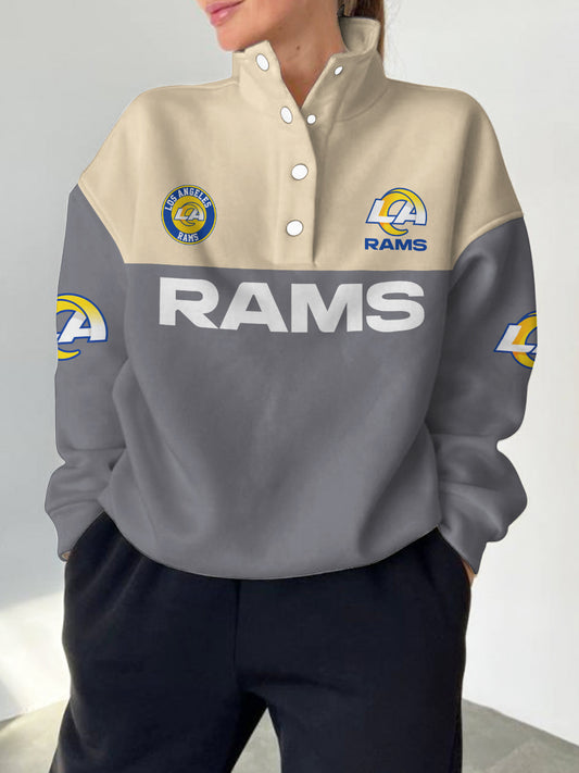 Los Angeles Rams 2025 New Design Casual Snap  Mockneck Pullover