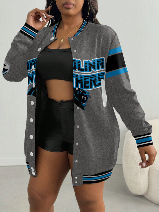 Carolina Panthers Women's Limited Edition Button Down Long Sleeve Jacket Dress