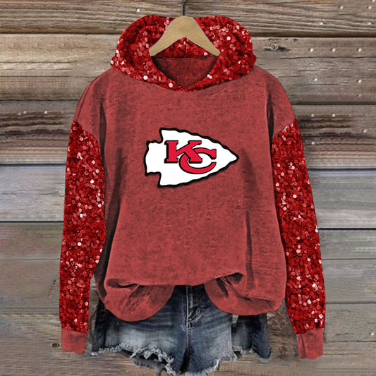 Sequined Sleeves Vintage Hoodie