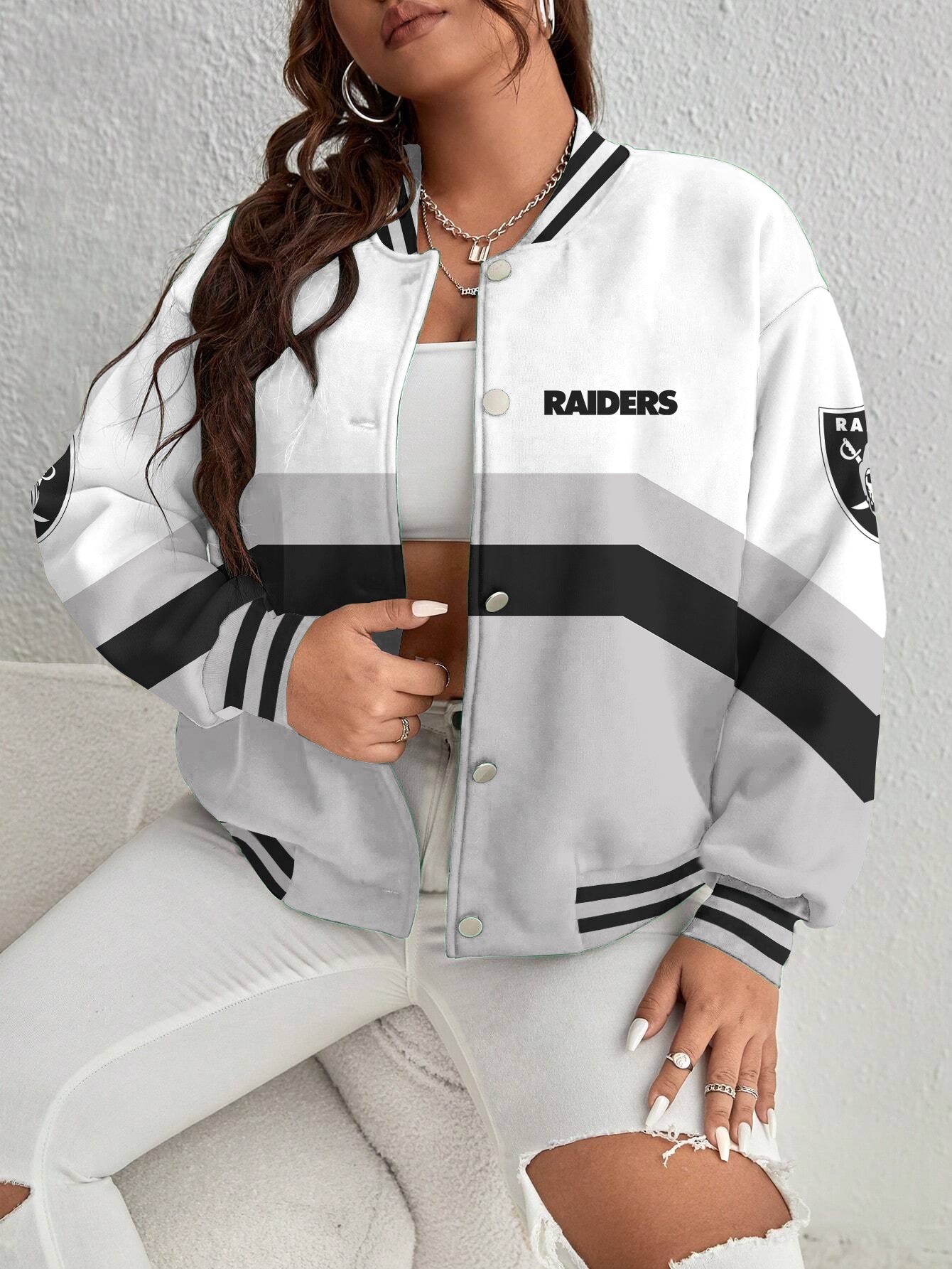 Las Vegas Raiders Women's Long Pass Full- Snap Casual Jacket