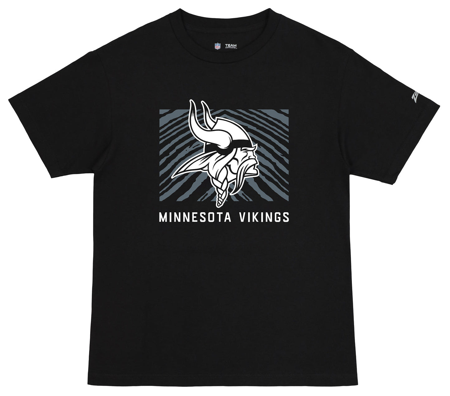 Zubaz NFL Unisex Cotton Heavyweight Short Sleeve T-shirt Black With Grey Tonal Tunnel Logo for Men and Women, Minnesota Vikings