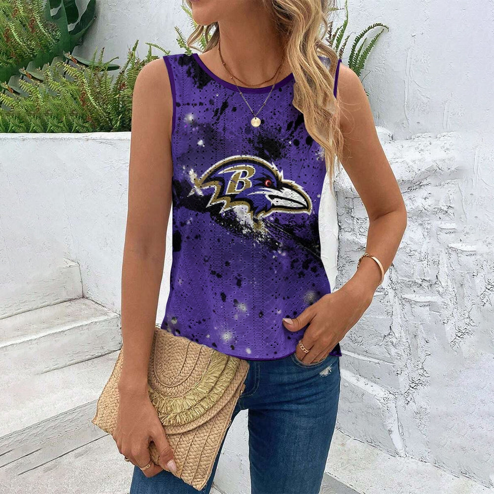 Baltimore Ravens Cut Out Wrap Cross Wrap Back Asymmetrical Beach Tank Top