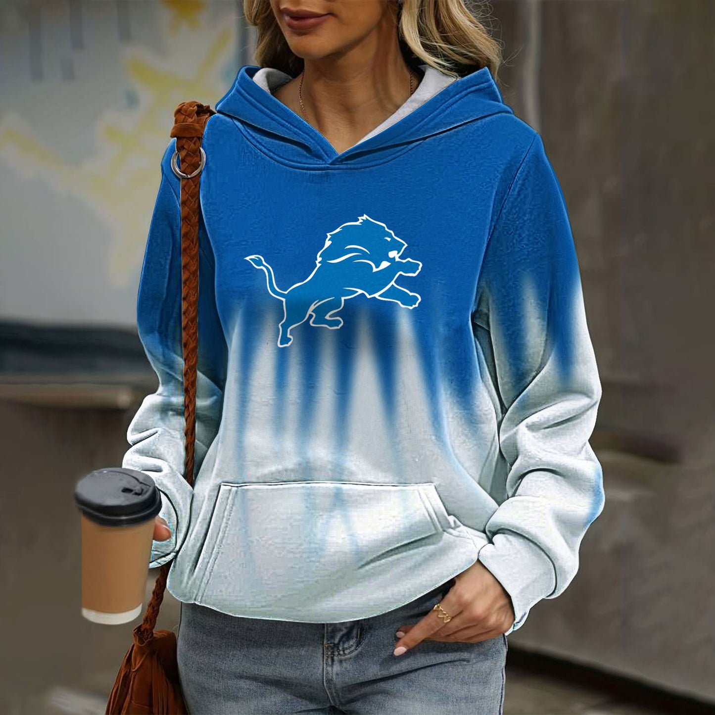Casual loose contrast printed Hoodie