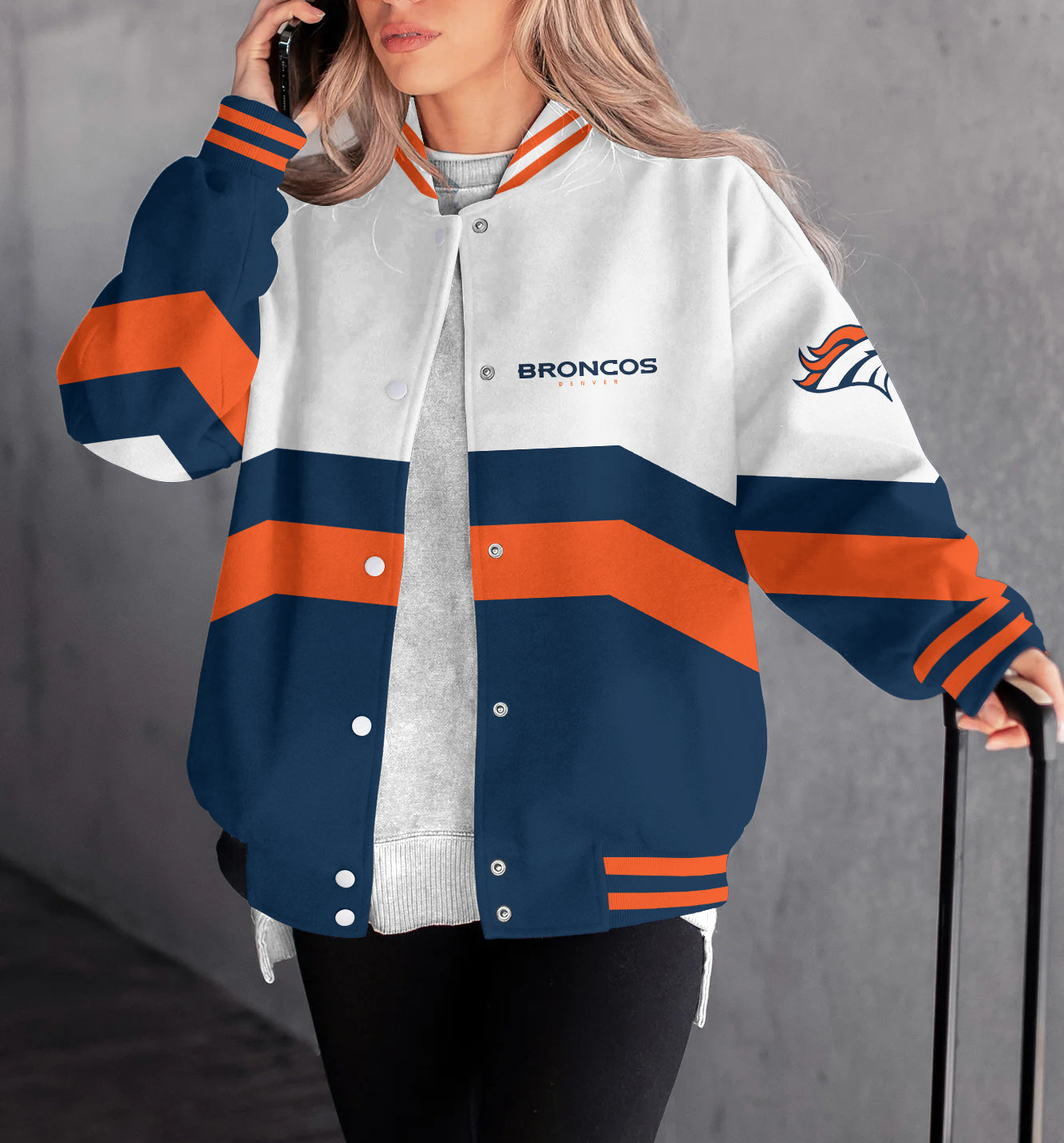 Denver Broncos Women's Long Pass Full- Snap Casual Jacket