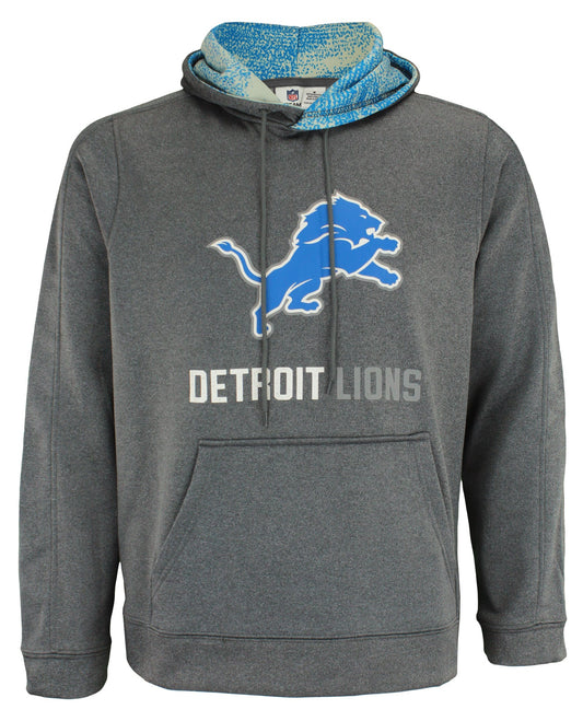 Zubaz NFL Detroit Lions Men's Heather Grey Performance Fleece Hoodie