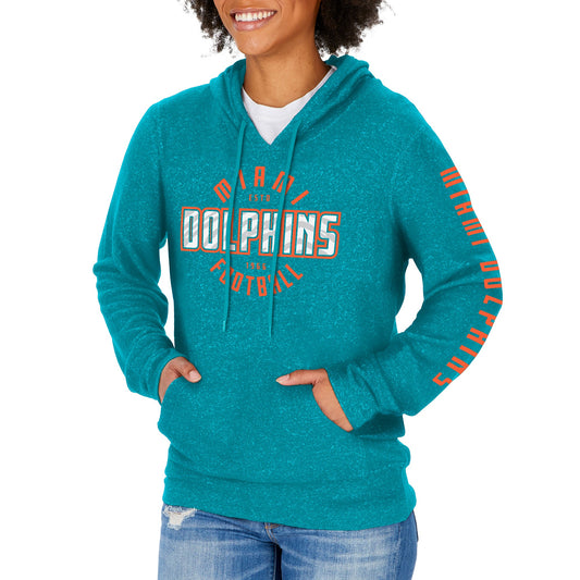Zubaz NFL Women's Miami Dolphins Marled Soft Pullover Hoodie