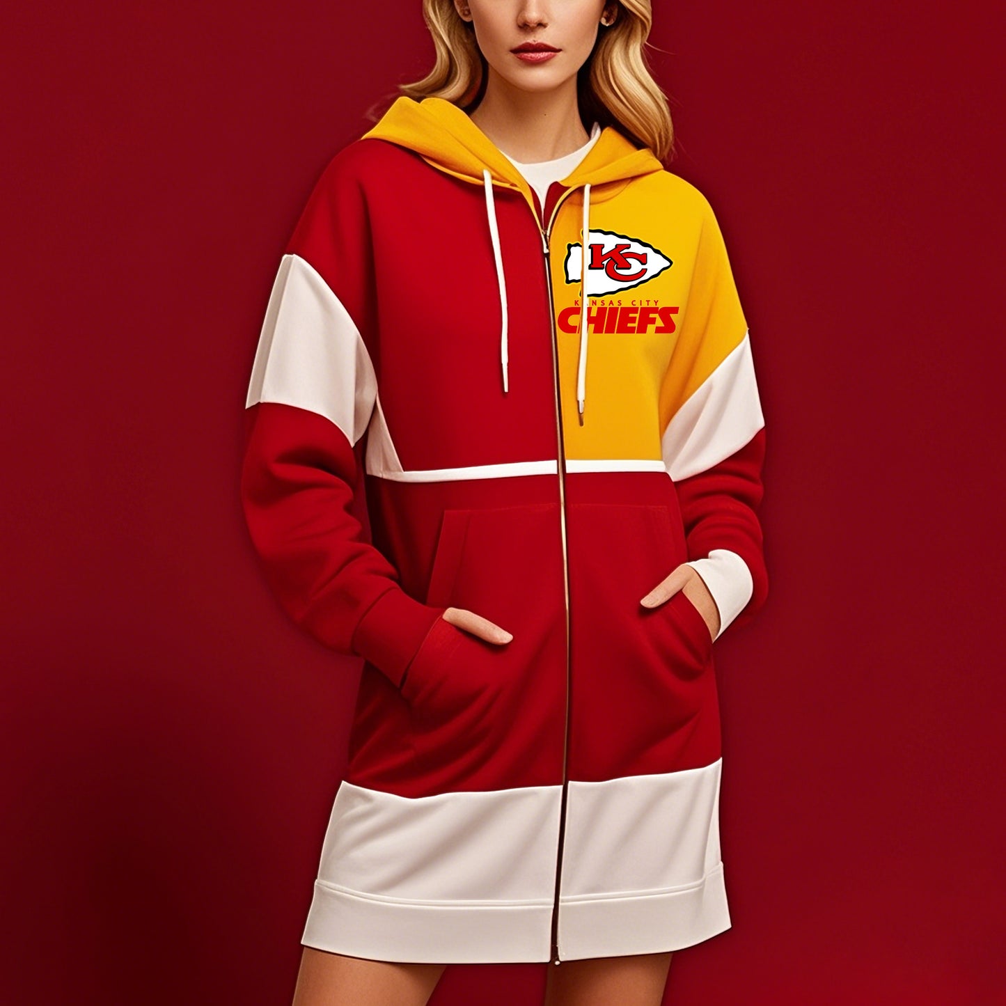 Fashion Color Matching Full-Zip Hoodie