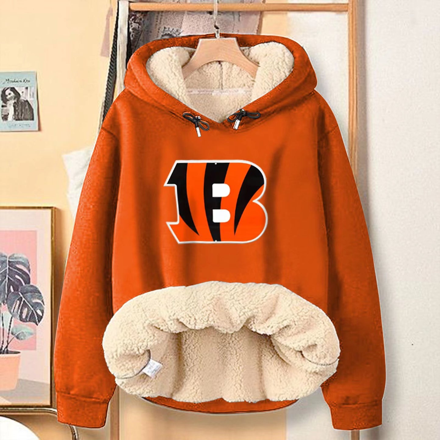 Casual Print Teddy Sherpa Fleece Hoodie