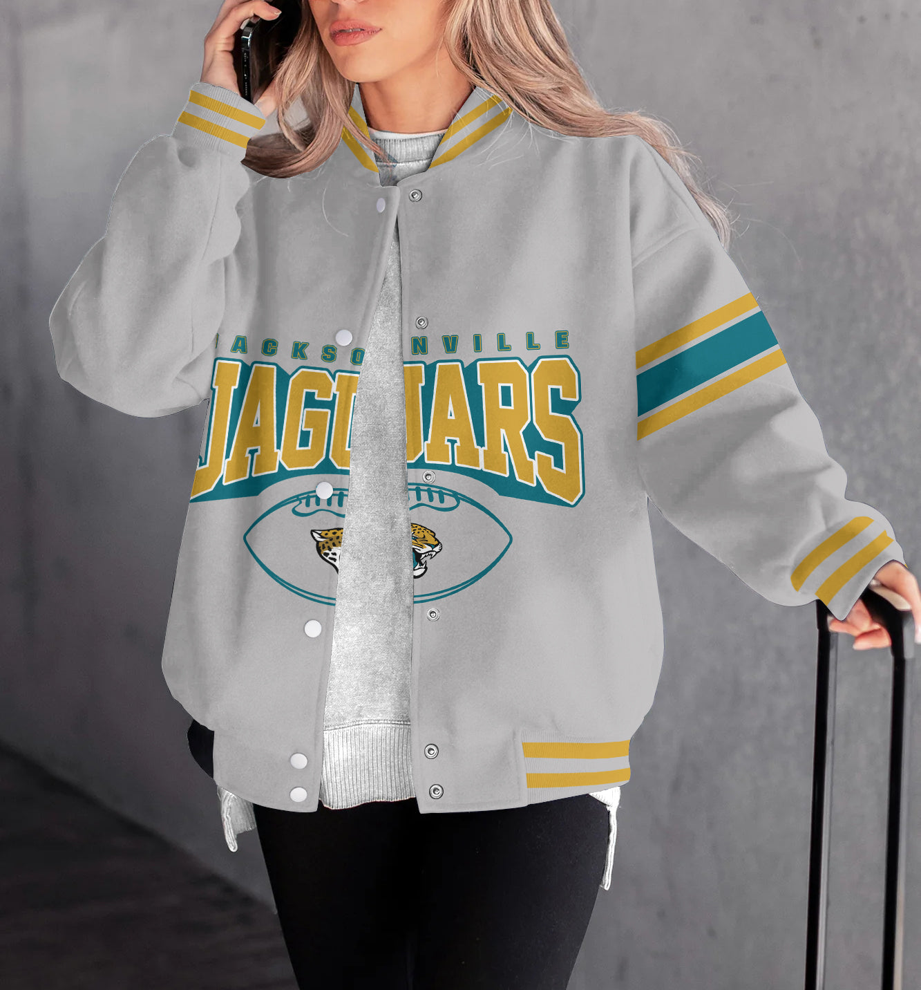 Jacksonville Jaguars Women's Long Pass Full- Snap Casual Jacket