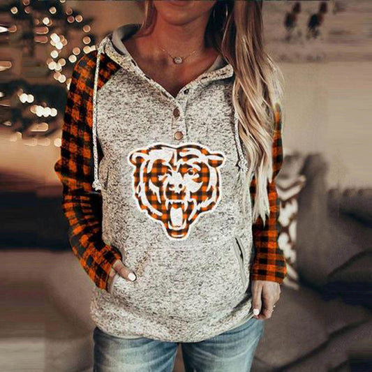 Plaid printed casual Pullover Hoodie