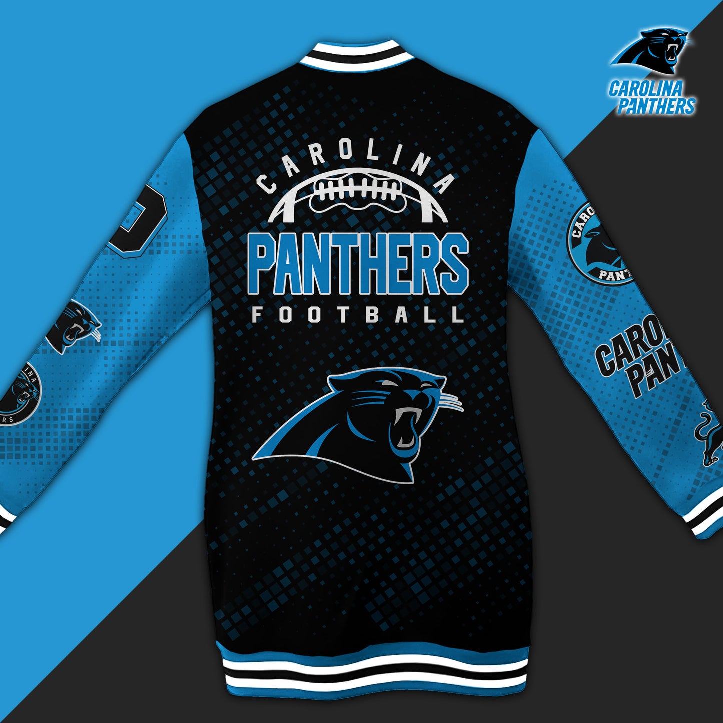 Carolina Panthers Limited Edition Button Down Long Sleeve Jacket Dress