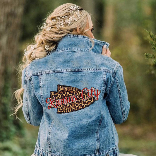 casual back printed denim jacket