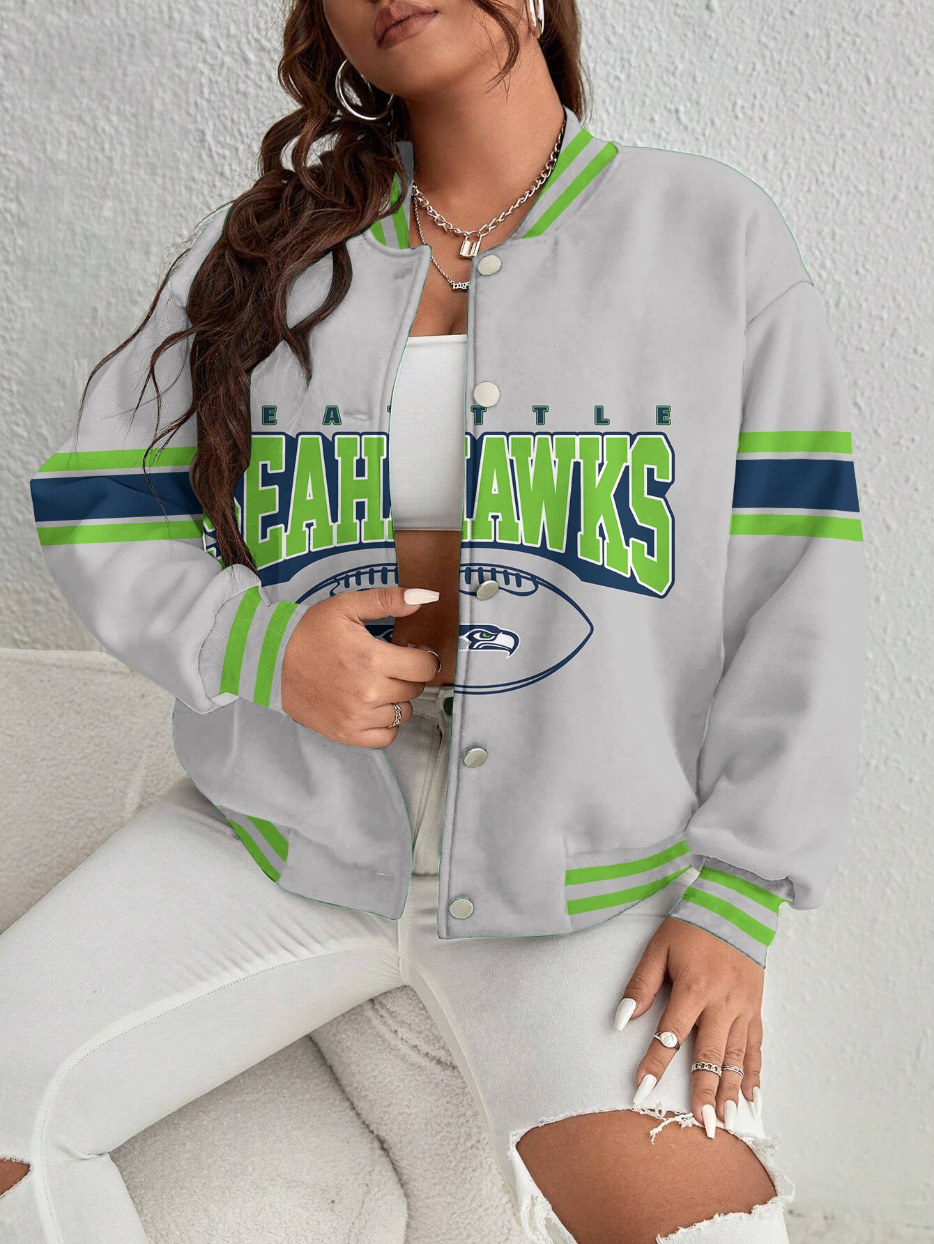 Seattle Seahawks Women's Long Pass Full- Snap Casual Jacket